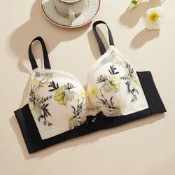 Sexy Lace Desire Underwire Bra, Lace Bra with Underwire Cups, Embroidery Plunging Underwire Bra for Everyday Comfort CW9557