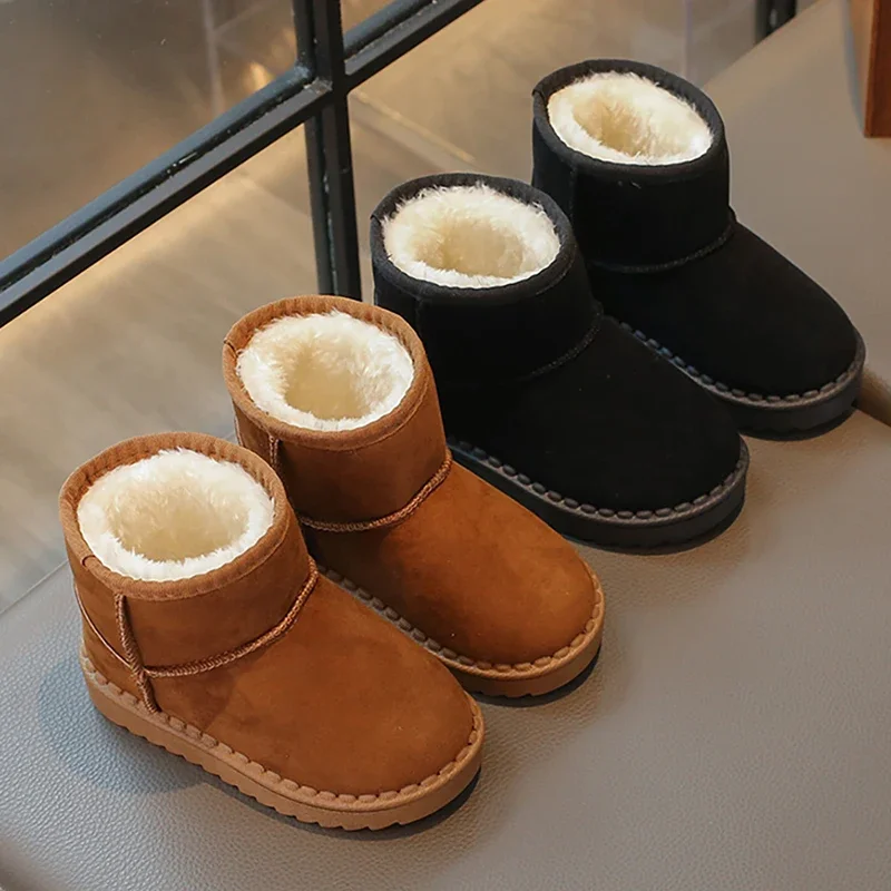 

New Children Warm Cotton Shoes Girls Winter Cotton Shoes Kids Fleece Boots Children Plush Snow Boots Boys Casual Cotton Shoes