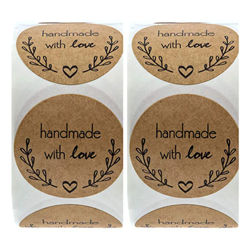 

500Pcs Cute Self-Adhesive Kraft Paper Stickers For Candy Bag Gift Wrapping Labels