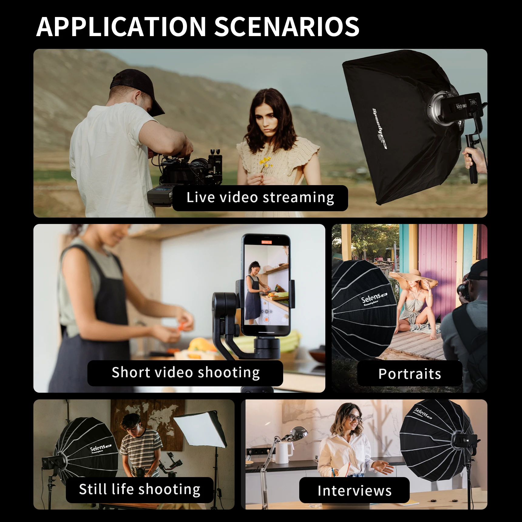 Selens Apollo Professional Photography Lighting 100W 6500K COB Bi-color Point-Source LED Daylight Video Studio Light SLC4-100X