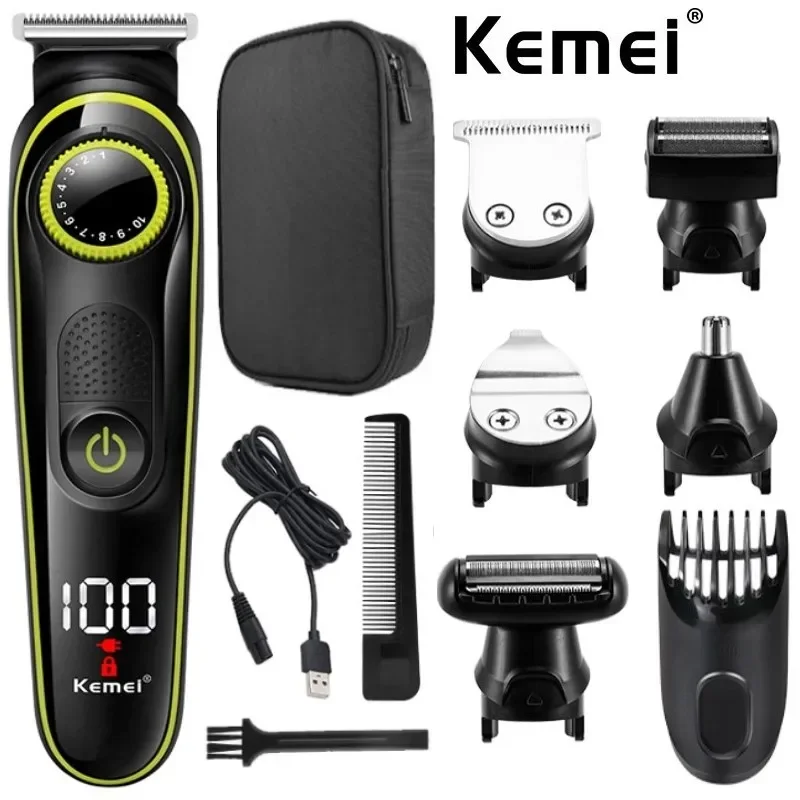 Kemei 696 Elektrischer Haarschneider, multifunktionaler Trimmer für Männer, Elektrorasierer für Herren, Rasierer, Nase, 5-in-1, professioneller Trimmer – Detail 1