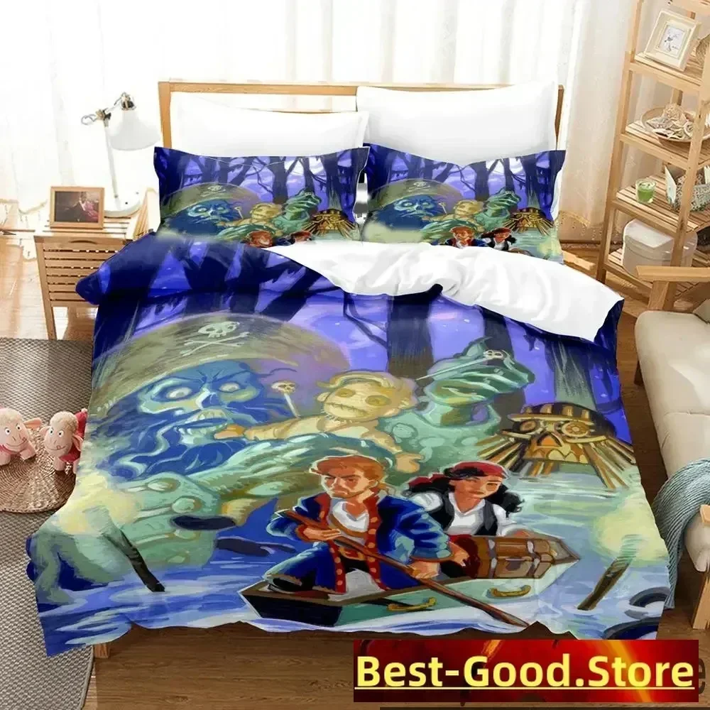 أفضل القرد جزيرة Lechuck طقم سرير بنين بنات التوأم الملكة الملك الحجم غطاء لحاف المخدة السرير للبنين الكبار #5