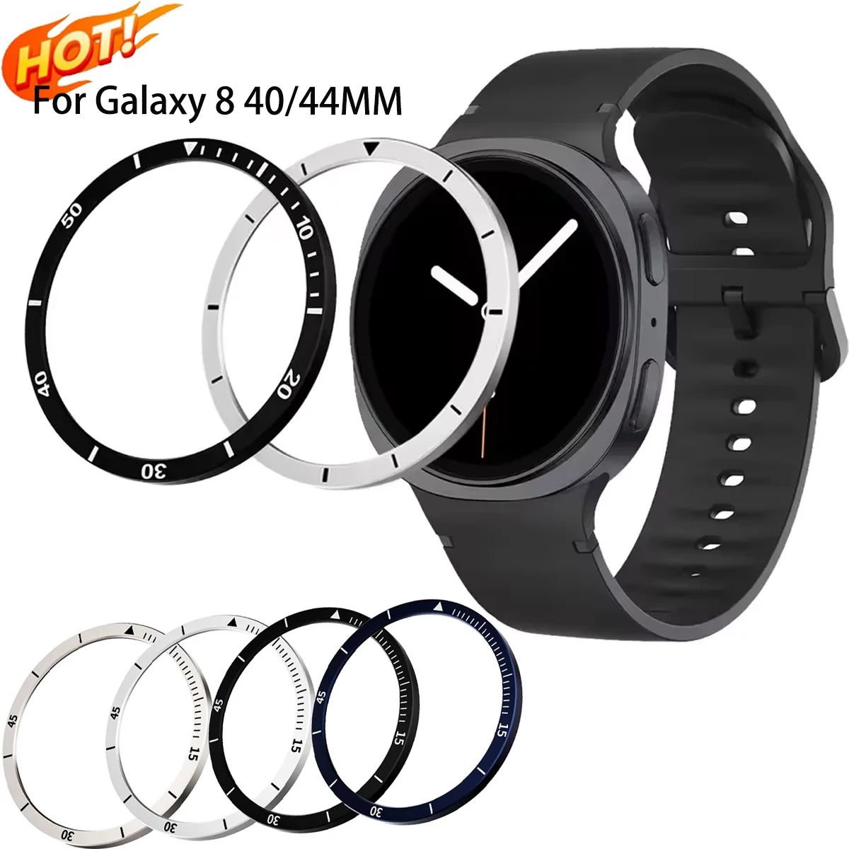 Metal Bezel For Samsung Galaxy Watch 8 40mm 44mm Screen Protector Case Engraved Time Speed Scale Cover Bumper Watch Accessories