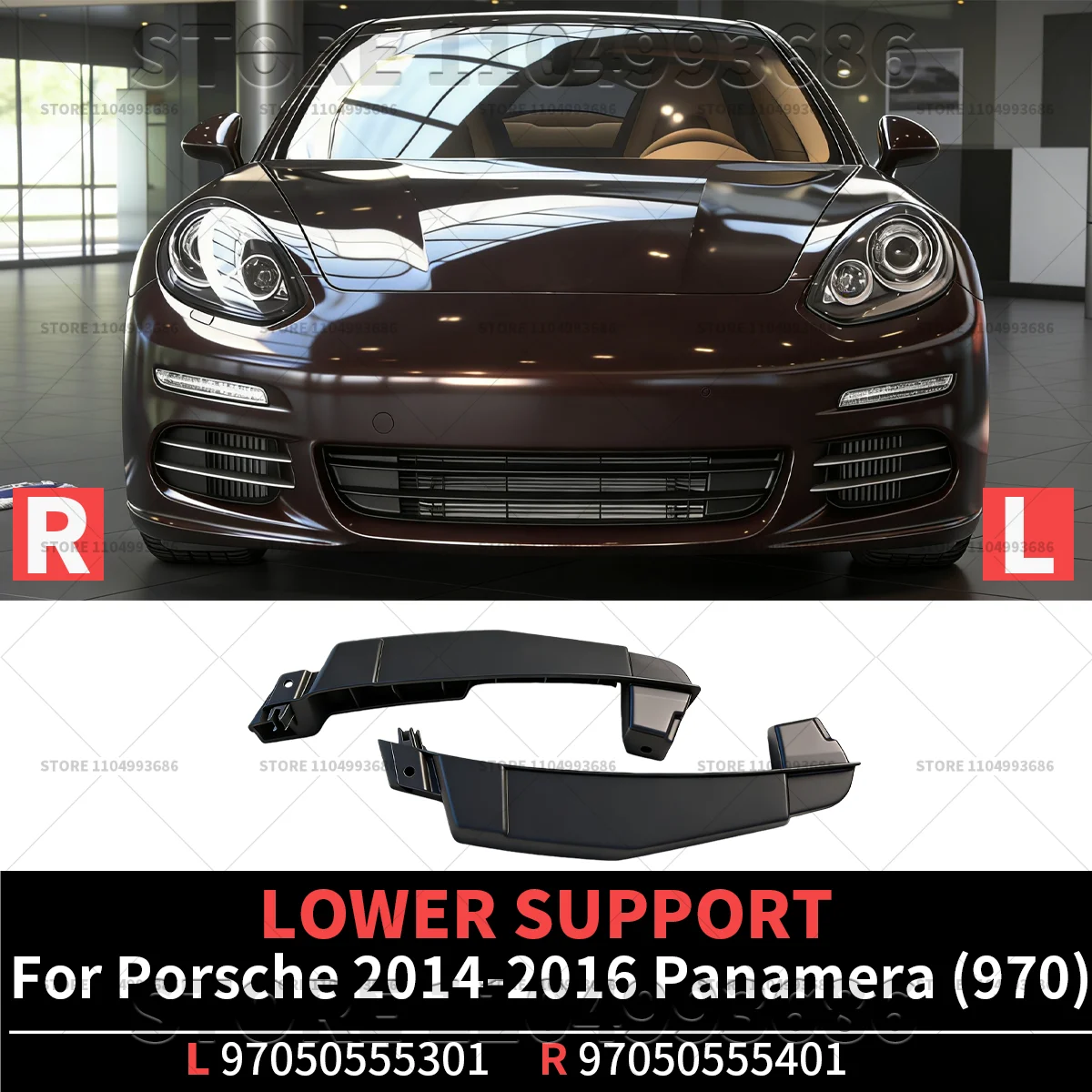 For Porsche 2014 2015 2016 Panamera 4S GTS Turbo S  Executive (970) Front Bumper Lower Support OEM 97050555301 97050555401
