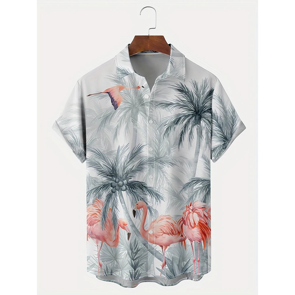 Funny Gorilla Flamingo 3D Print Hawaiian Beach Shirts Men Women Casual Fashion Streetwear Short Sleeve Shirt Blouse Man Clothing