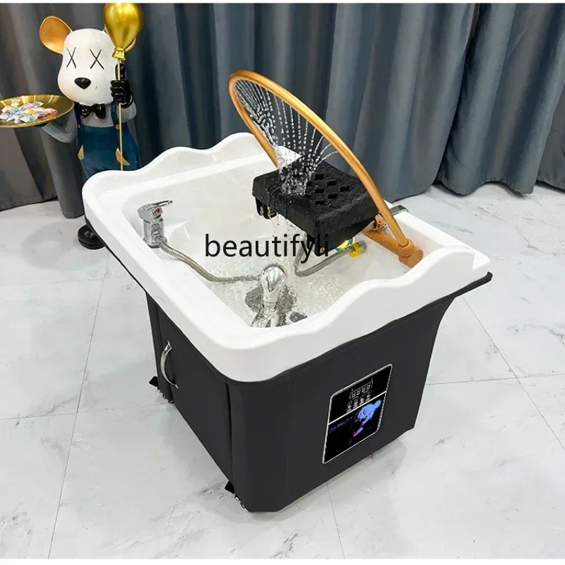 

Beauty Salon Massage Couch Movable Head Therapy Machine Water Circulation Fumigation Head Recuperation Hair Shampoo Basin