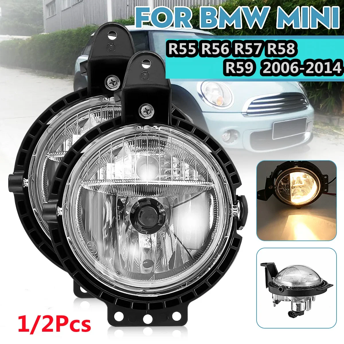 1 / 2Pcs Front Spot Fog Light Lamps For BMW Mini R55 R56 R57 R58 R59 2006-2014 Fog Light Driving Lamps Daytime Light 63172751295