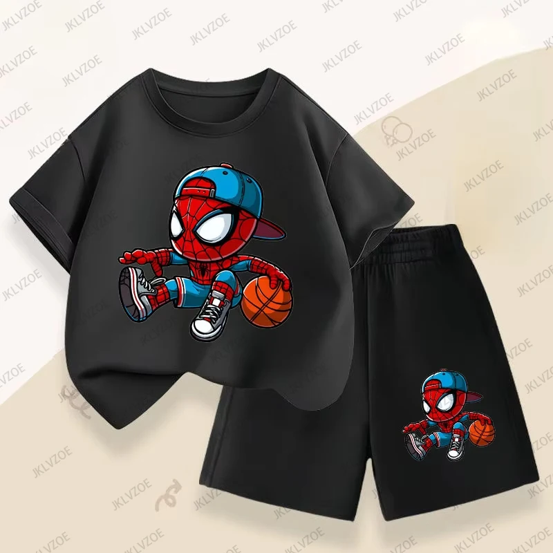 

Summer Boys and Girls Tracksuit Cartoon Anime Spiderman T Shirt+Shorts Sets Casual Suit Sports Kids/Adult Two Piece Set Outfits