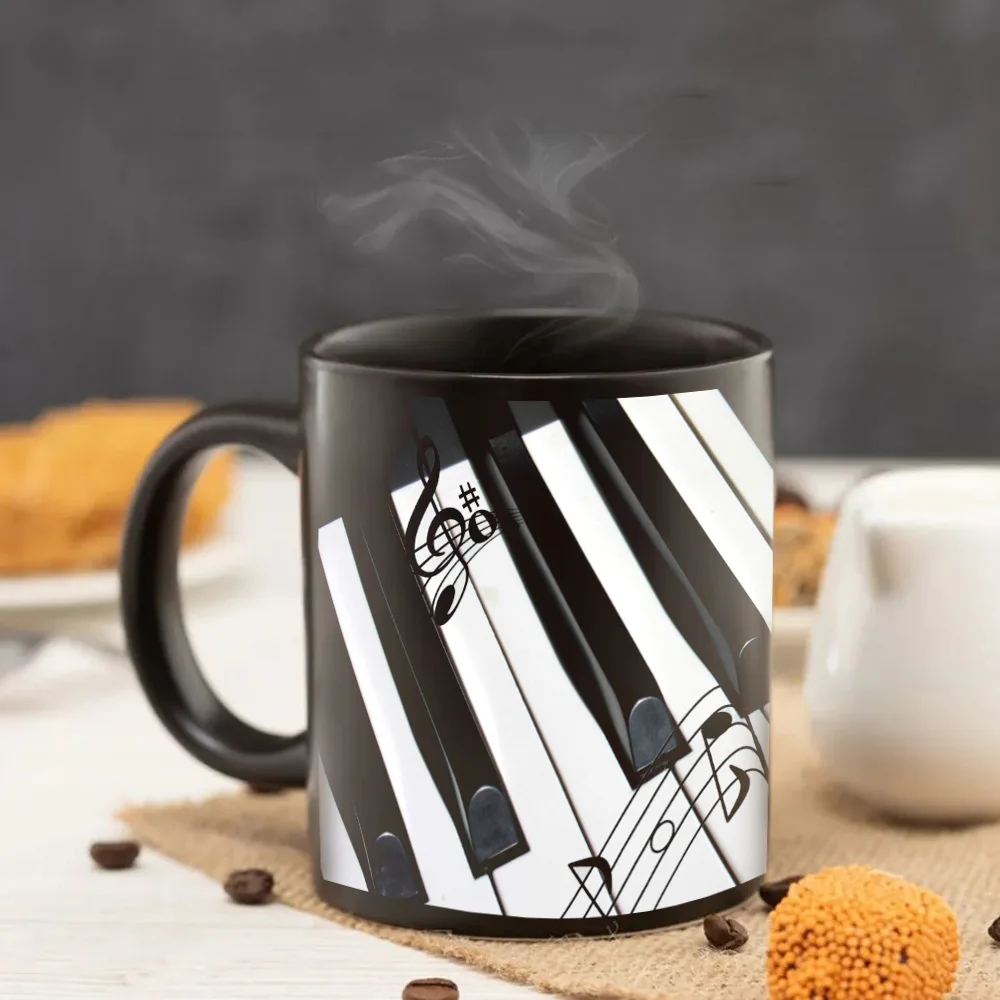 New Creative Piano Pattern Ceramic Mug, Piano Club Building Gift Coffee Ceramic Water Cup
