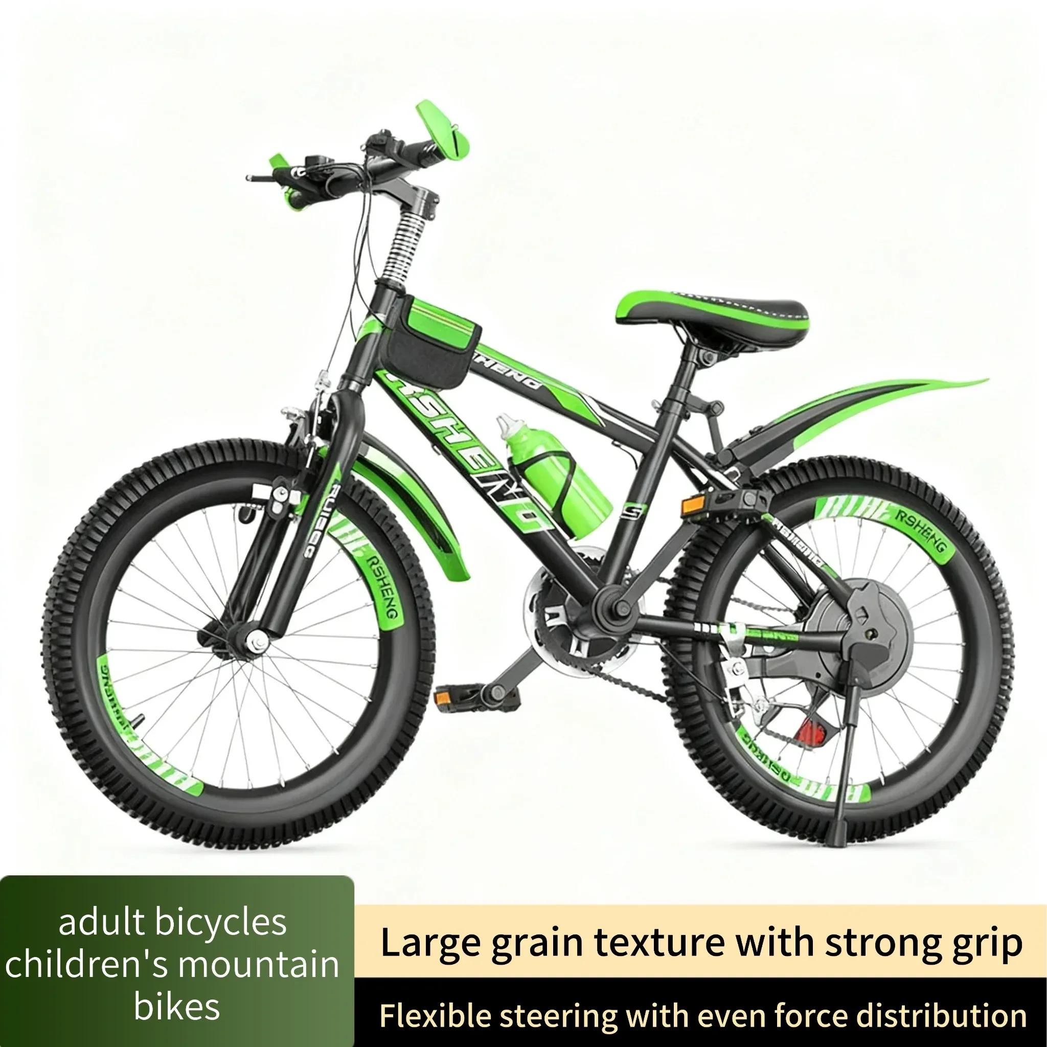 Schwarz-grünes Mountainbike für Erwachsene und Kinder, 18–24 Zoll, Studentinnenfahrrad mit variabler Geschwindigkeit für Jugendliche, Fitness und Training