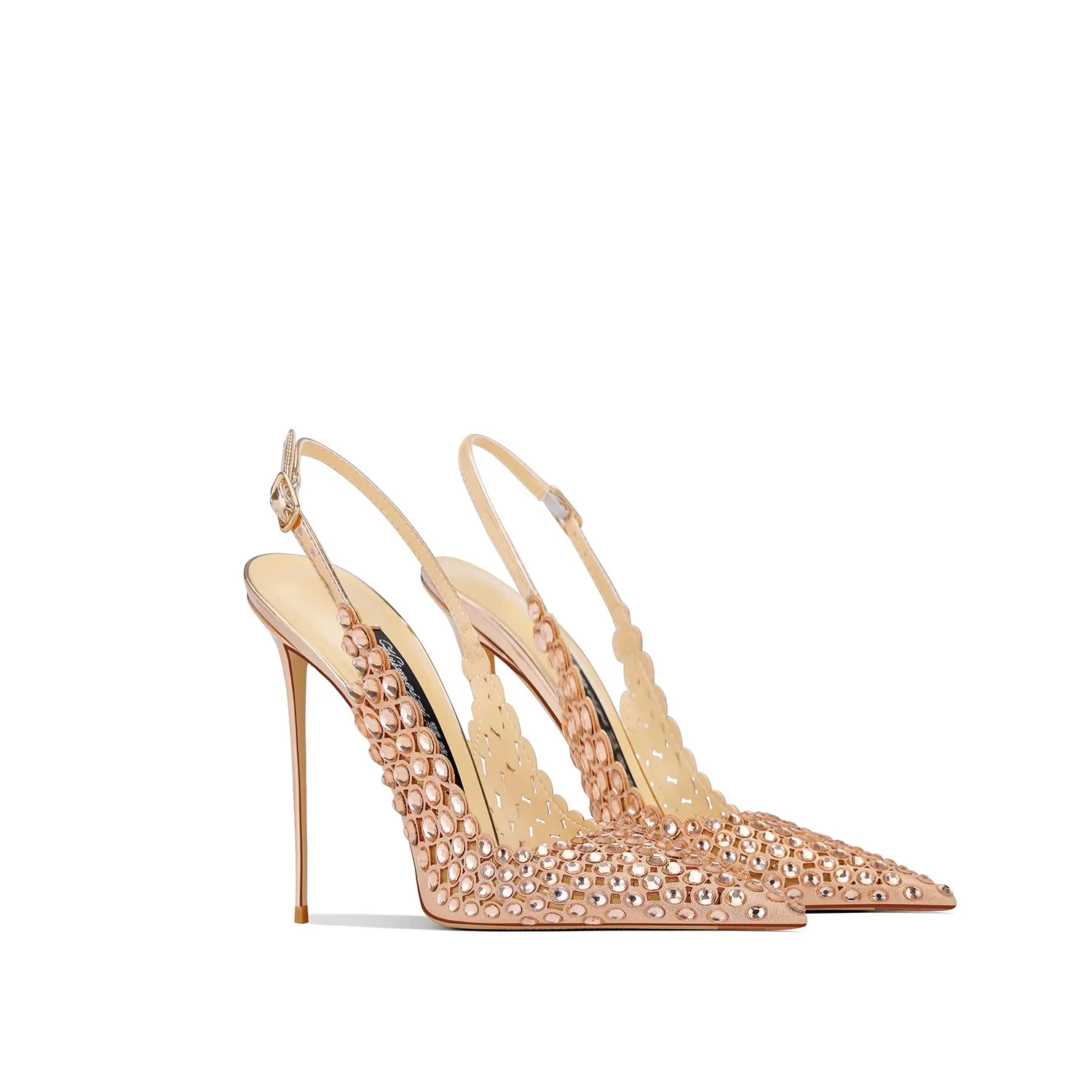 

Thin high-heeled wedding shoes summer new pointed shallow rhinestone hollow sandals banquet large size small size women's shoes