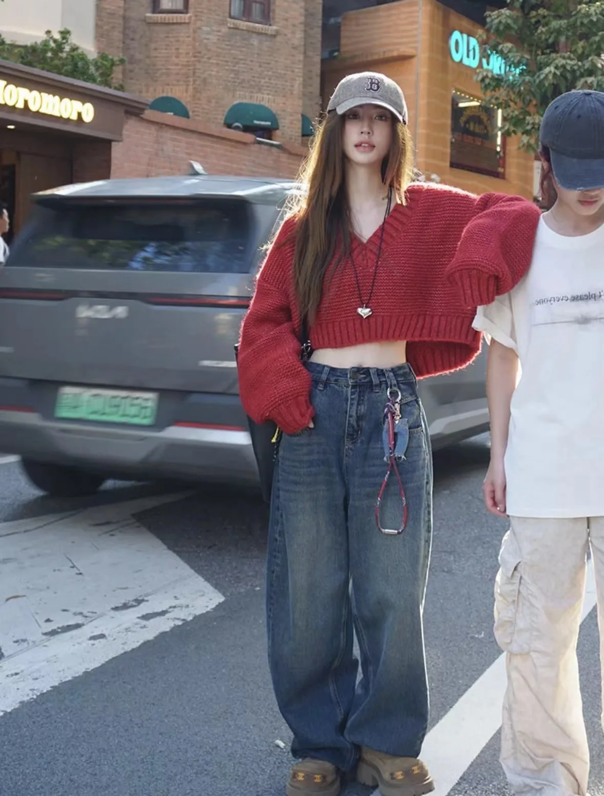 اليابانية والكورية بسيطة حلوة باردة ثلاثية الأبعاد سطح أملس الحب قلادة قلادة للنساء عالية الجودة، مرسومة طويلة