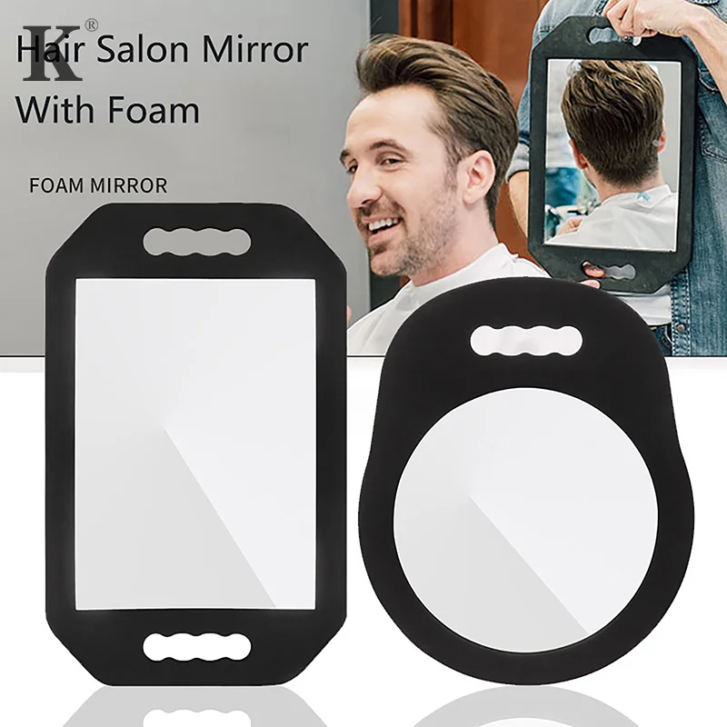 

Barber SHop Hair Salon Mirror With Foam Around Black Shop Hairdressing Makeup Mirror Sponge Protection Home Supplies