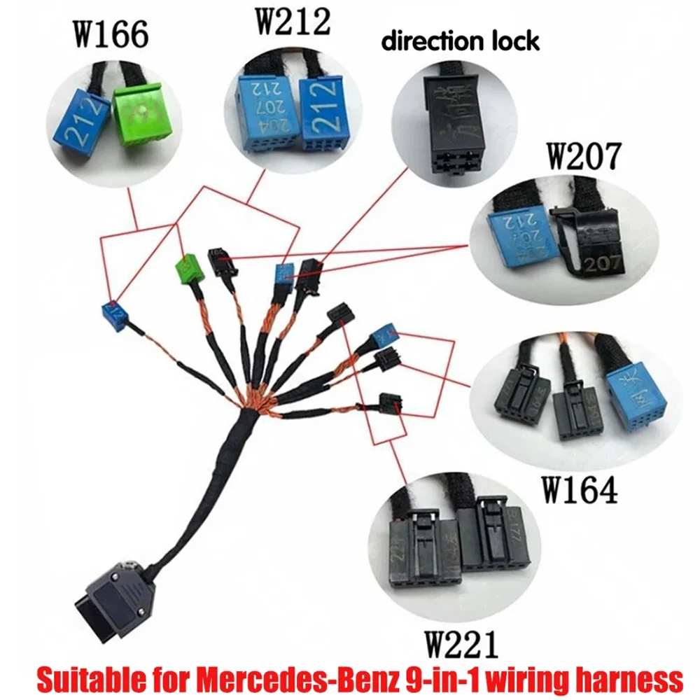 For Benz 9-in-1 Testing Platform Wiring Harness ELV Lock Test Cable 9-in-1 Key Matching/Steering Lock Repair Wiring Harness