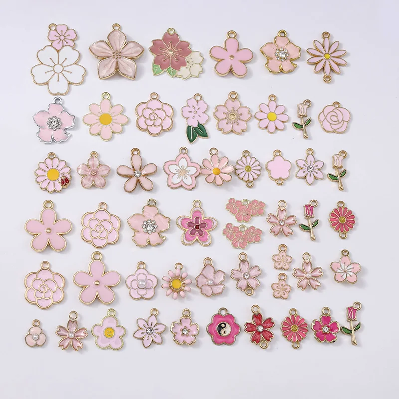 Duarte 20 Teile/los Nette Rosa Farbe Emaille Blume Charms Anhänger für Schmuck Machen DIY Ohrringe Halsketten Armbänder Zubehör – Detail 2
