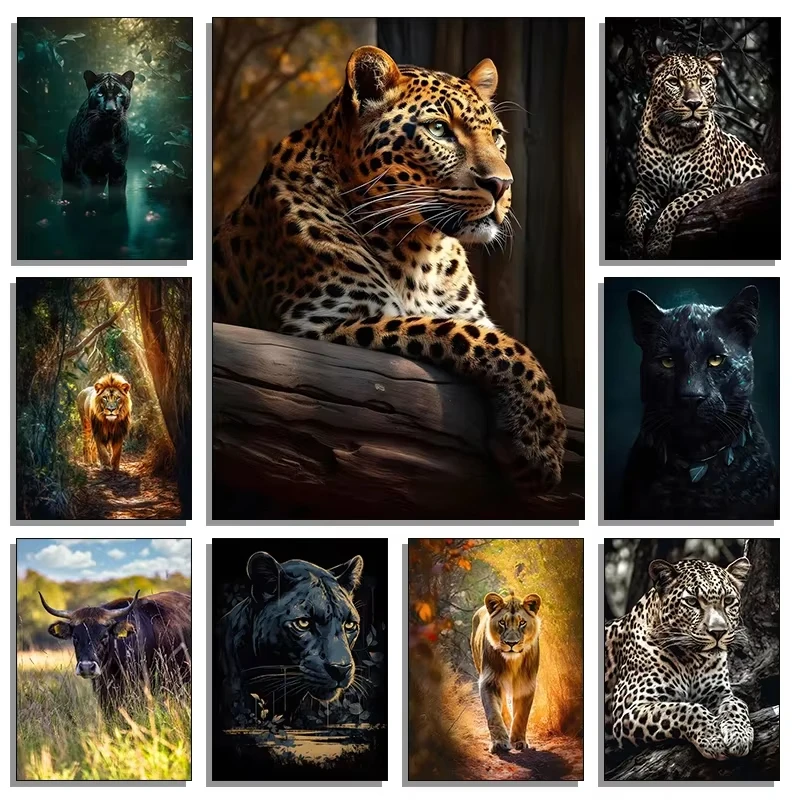 Animals And Wildlife Poster Wall Art HD Picture Abstract Wild Animal Canvas Painting And Print for Modern Living Room Home De