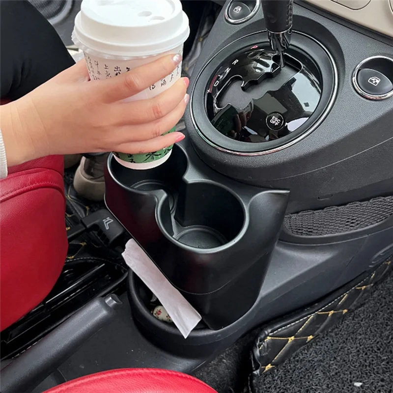 Precise For Fiat 500 2007-2015 ABS Black Car Central Control Water Cup Holder Water Cup Storage Compartment