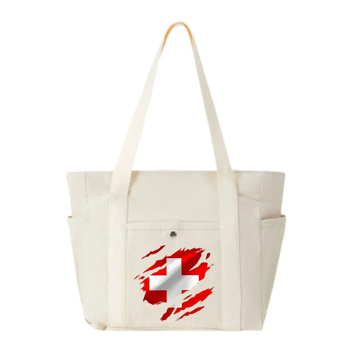 

Большая холщовая женская сумка-тоут с тематическим флагом швейцарского флага, повседневная винтажная сумка для поездок на работу