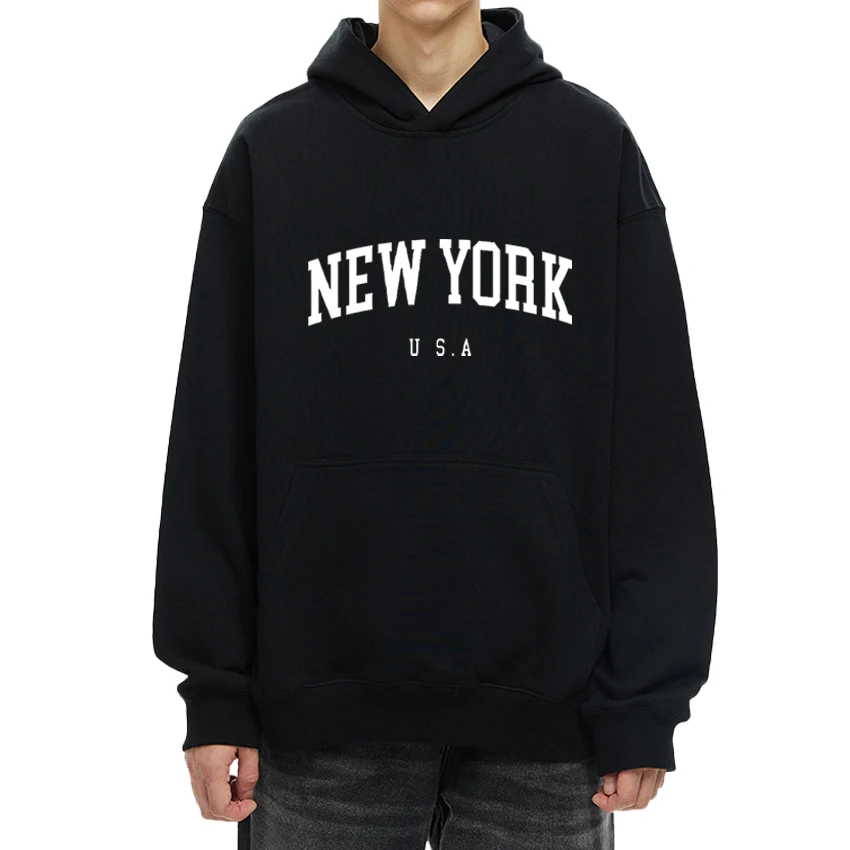 

Simplicity printed New York U.S.A City Sweatshirt Men Women Fashion Y2k Hoodie Unisex black Fleece Long sleeve pullover clothing