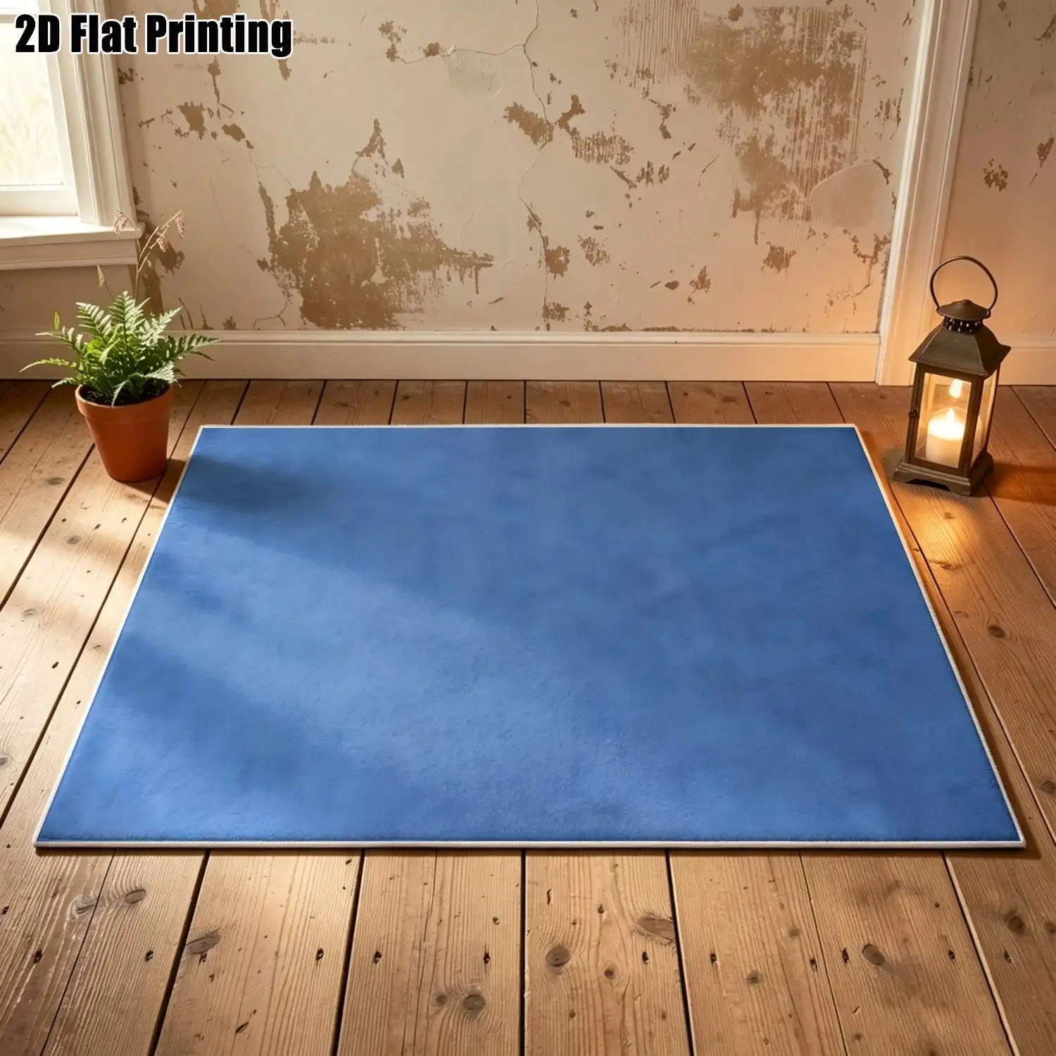 1Pc 2D Printed Carpet, Solid Blue-Grey Nordic/Instagram Style Floor Mat, Modern Simple Home Decor Carpet, Multi-Size, Machine Washable, for Entrance, Dining, Foyer, Bedroom, Study, Living Room