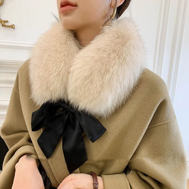 

Russian New Women's Fox Style Scarf Fashionable and Elegant Korean Version Bow Thickened High end Banquet Neck Birthday Gift