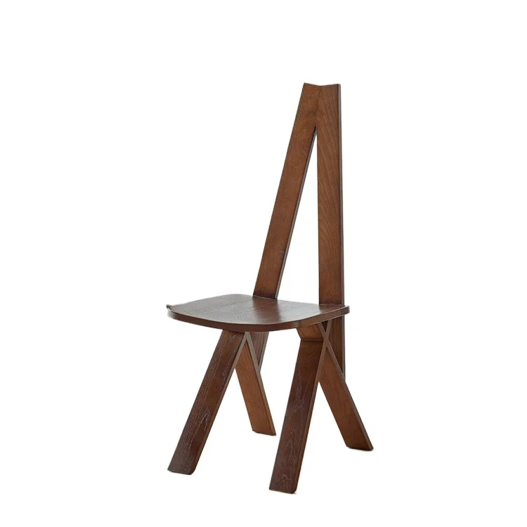 

Medieval wabi-sabi black chair modern minimalist creative solid wood high back single dining