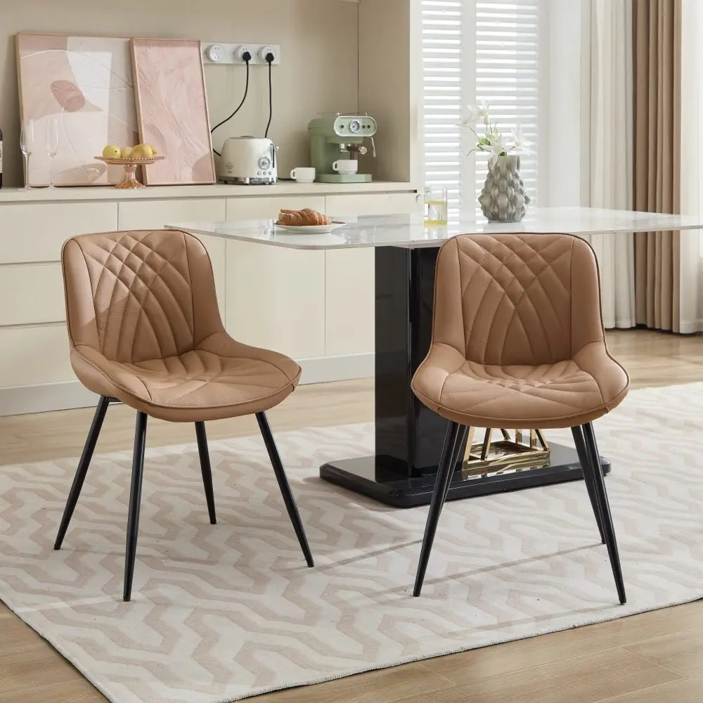 

Dining Chairs Set of 2 Mid Century Modern Kitchen Chair Comfortable Upholstered Faux Leather Dinner Chairs