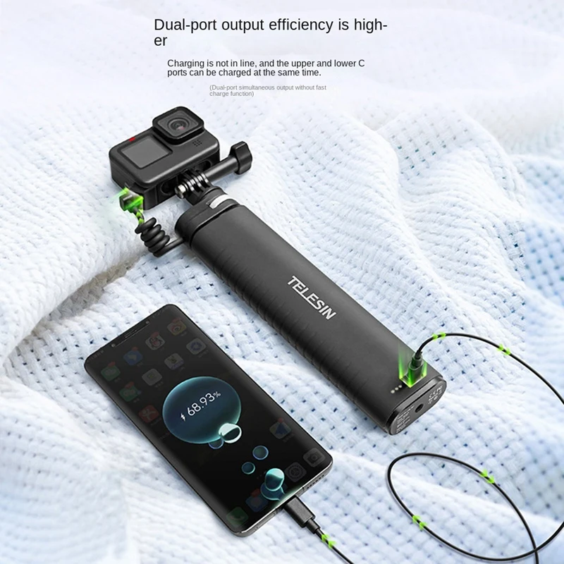 Telescopin Universal Self-Timer Lever 10000Mah Power Bank universale per Gopro Insta360 Action Sports Camera per Smart Phone