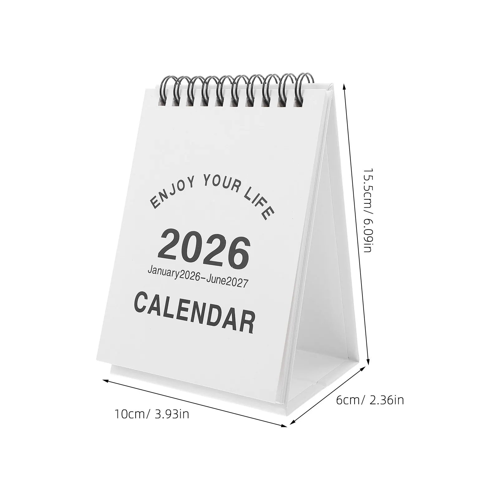 2Pcs 2026 Calendar Mini Desk Standing Flip Calendar Small Desktop Planner 2026.01-2027.06 Spiral Binding Minimalist Design