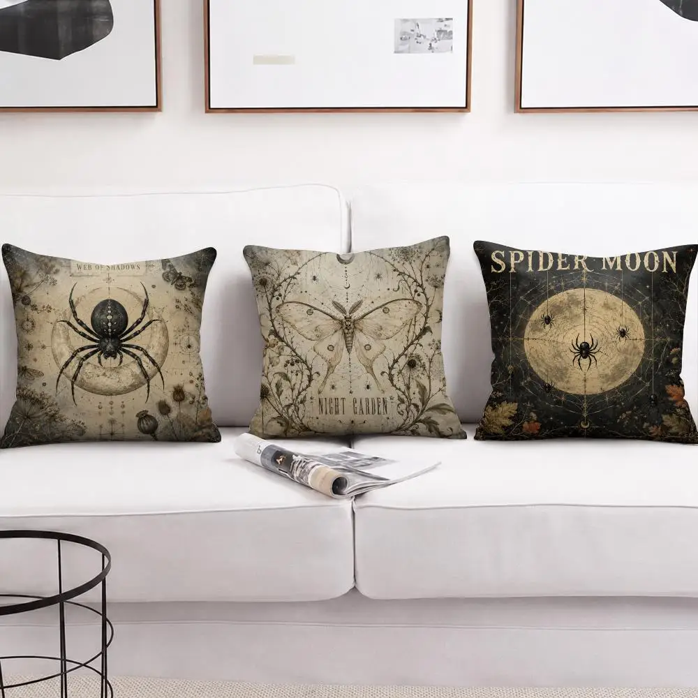 Gothic Spider Web Cushion Cover Soft Short Plush Pillow Cover Smooth Cozy Texture Aesthetic Cushion Case Home Decor
