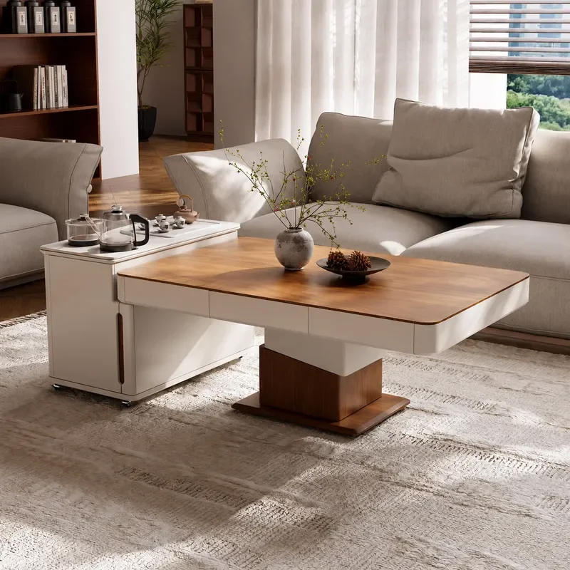 Lifting Coffee Table Integrated Tea Making Combination Living Room Household Antique Movable Dual Purpose Small Apartment