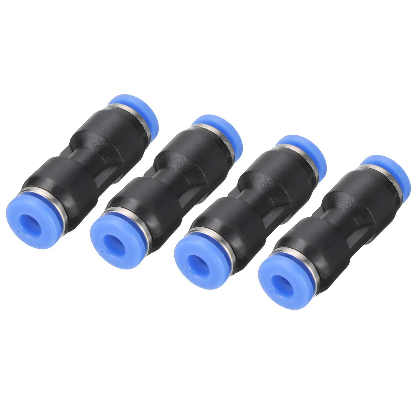 4Pcs Push to Connector Fitting 4/6/8/10/12mm Tube OD Quick Connect Air Line Hose Pipe Fitting Straight Pneumatic Connector Black