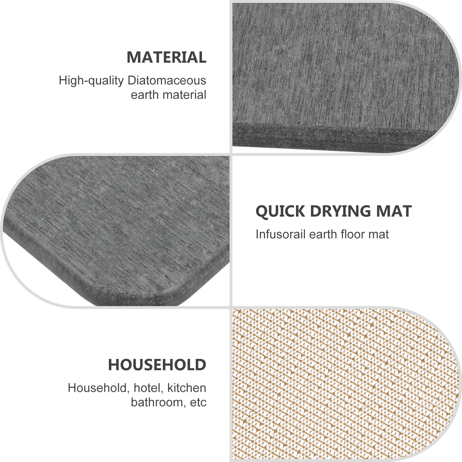 

1Pcs Diatmaceous Floor Mat Soft Comfortable Non-Slip Bath Mat for Bathroom Kitchen Bedroom Door Elegant Design Floor Pad