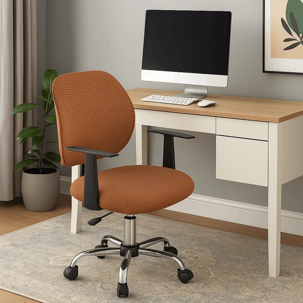 Durable Corn Grain Computer Split Seat Cover Solid Color Elastic Chair Seat Covers Thicken Washable Seat Protector Office