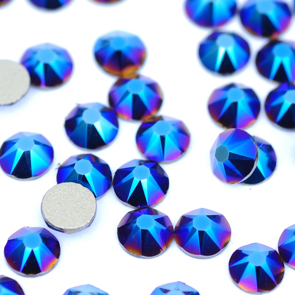 YANRUO 2088 Metallic Blue Cold Fix Rhinestones Glass Strass DIY Crafts Flat Back Crystals Stones For Wedding Decorations
