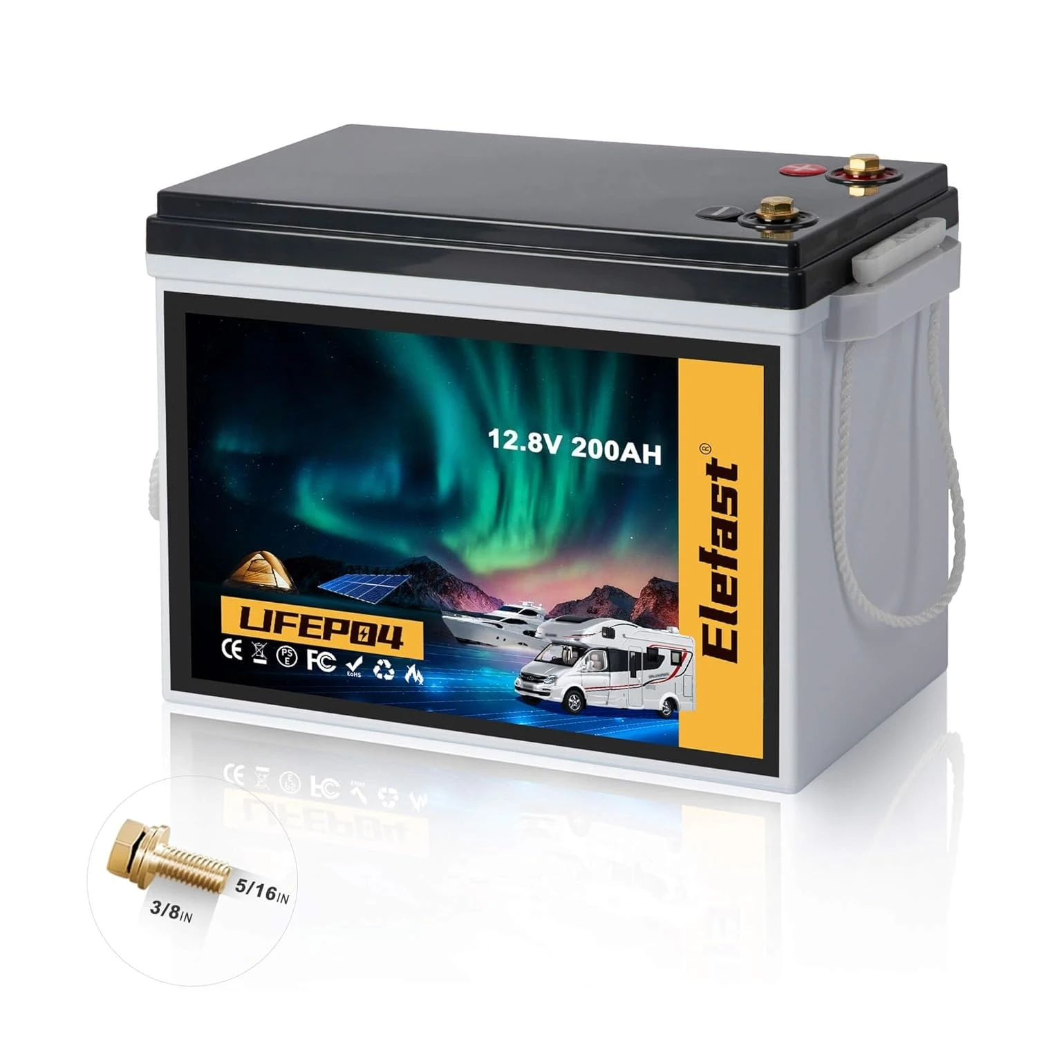 

Литий-железо-фосфатный аккумулятор 12В 200Ач со встроенной BMS 200А и Bluetooth, литиевая батарея 12В 2560Втч, аккумулятор для глубокого разряда 20000+ циклов, на заказ