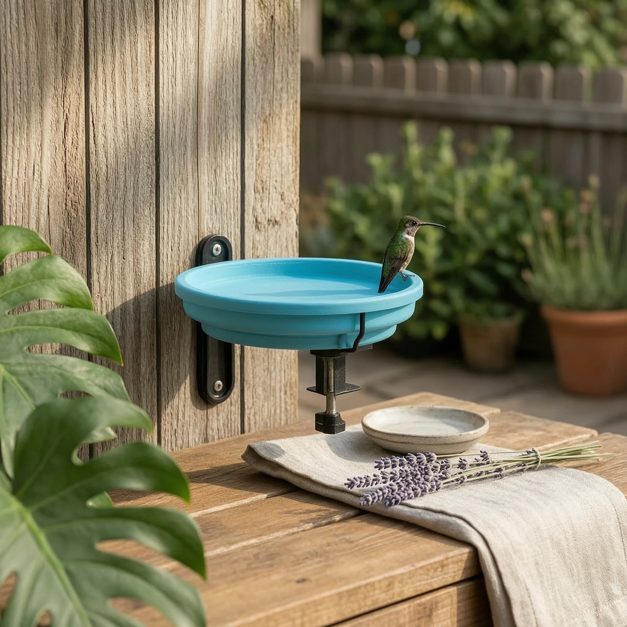 Birdbath with Clamp Outdoor Heated Birdbath Hanging Bird Bath Rustproof Bird Bath with Hanger Long-Lasting for Gardeners, Garden