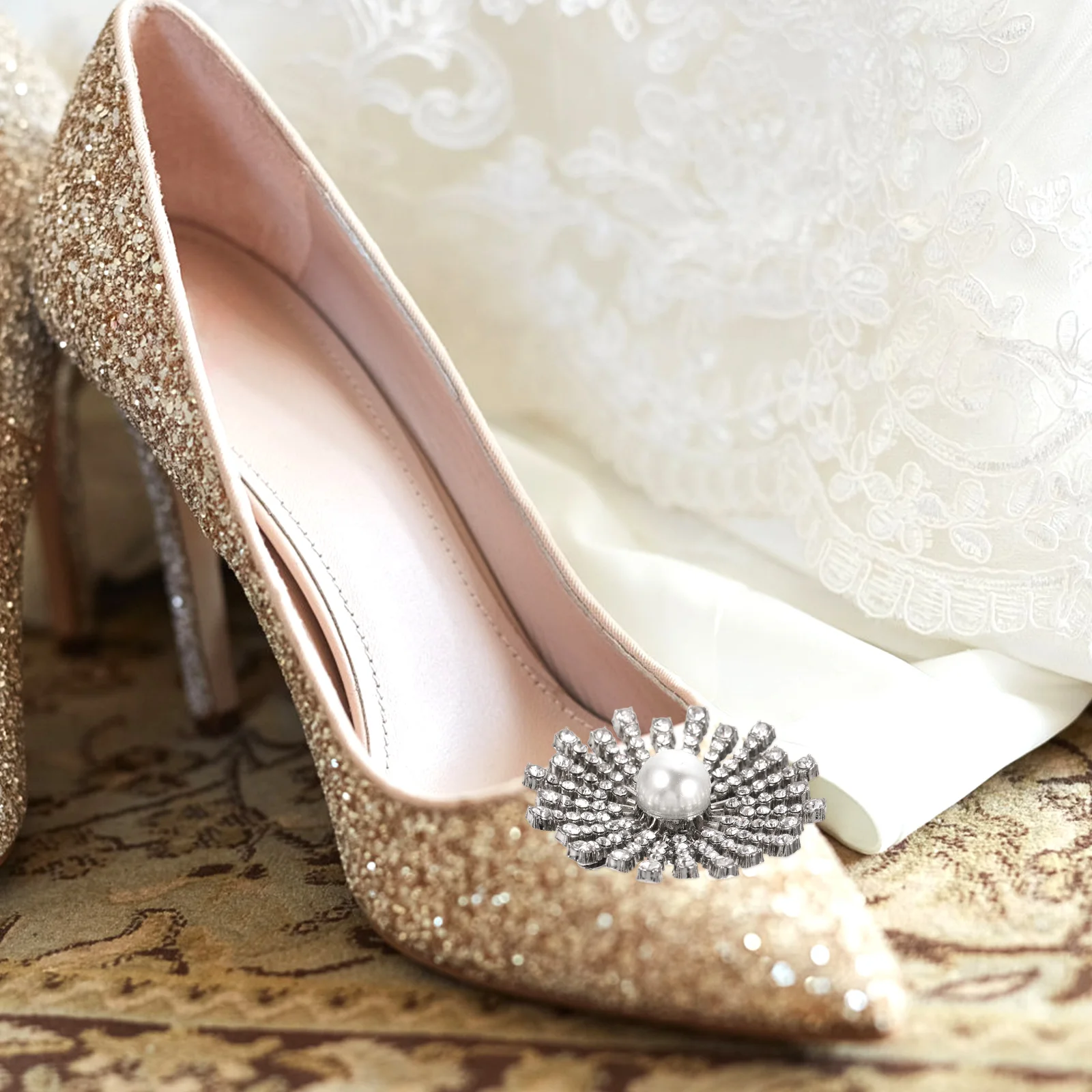 

Rhinestone Shoe Elegant Flower Buckle Decoration Wedding Shoes Buckle Crystal Alloy Bridal Wedding Pumps Accessories