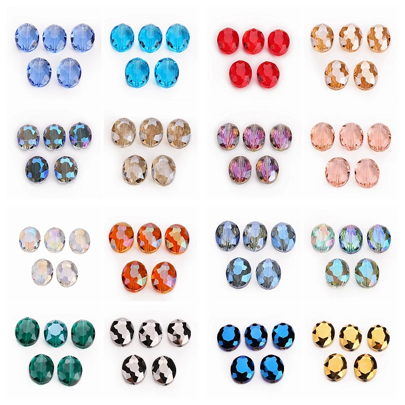 10pcs 20mm Oval Oblong Spacer Beads Glass Facets Jewelry Making Rondelle Crystal Loose Bead DIY Crafts Findings