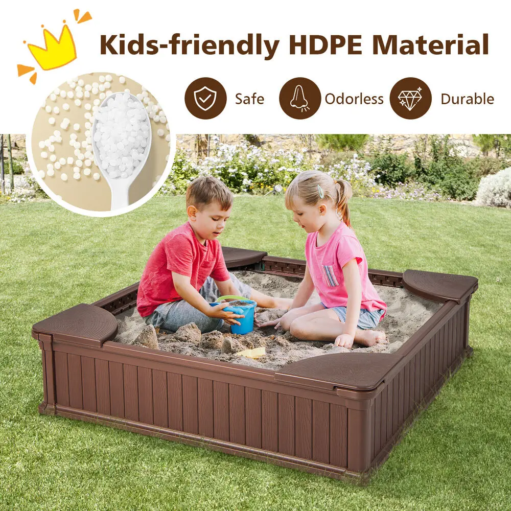 Babyjoy صندوق رمل للأطفال في الهواء الطلق 48.5 "x 48.5" x 12.5 "رمل كبير HDPE مع غطاء أكسفورد