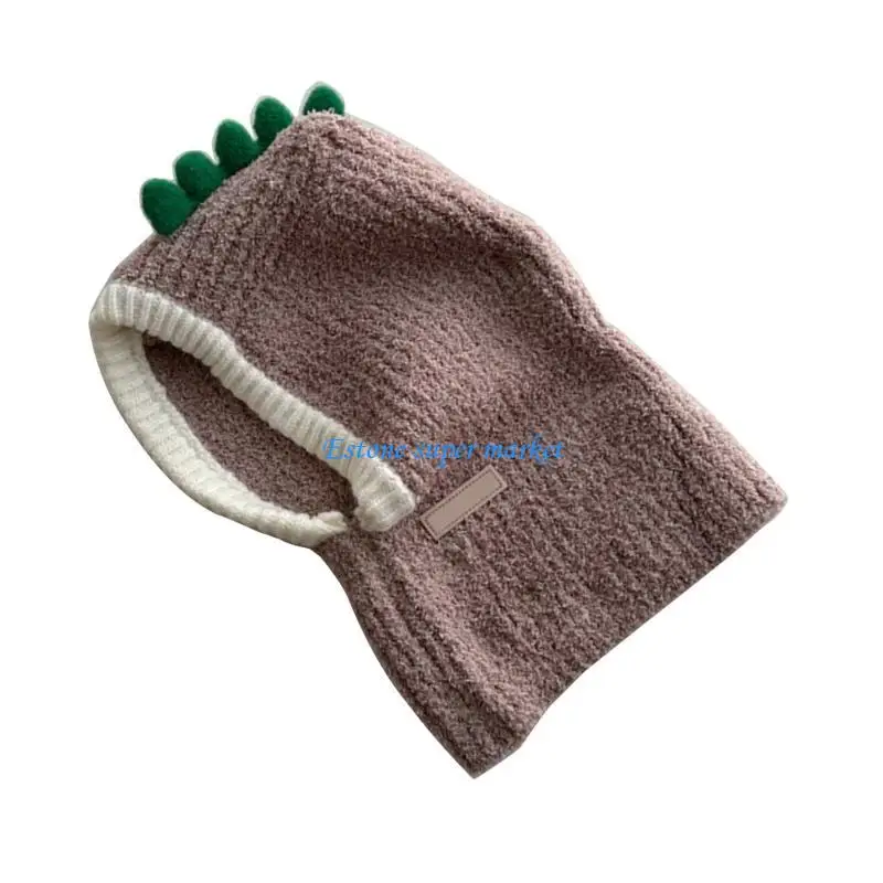 

090B Stylish Baby Dinosaur Hat with Attached Scarf Set Baby Hat Lovely Pullover Cap Hat Perfect for Autumn & Winter Seasons