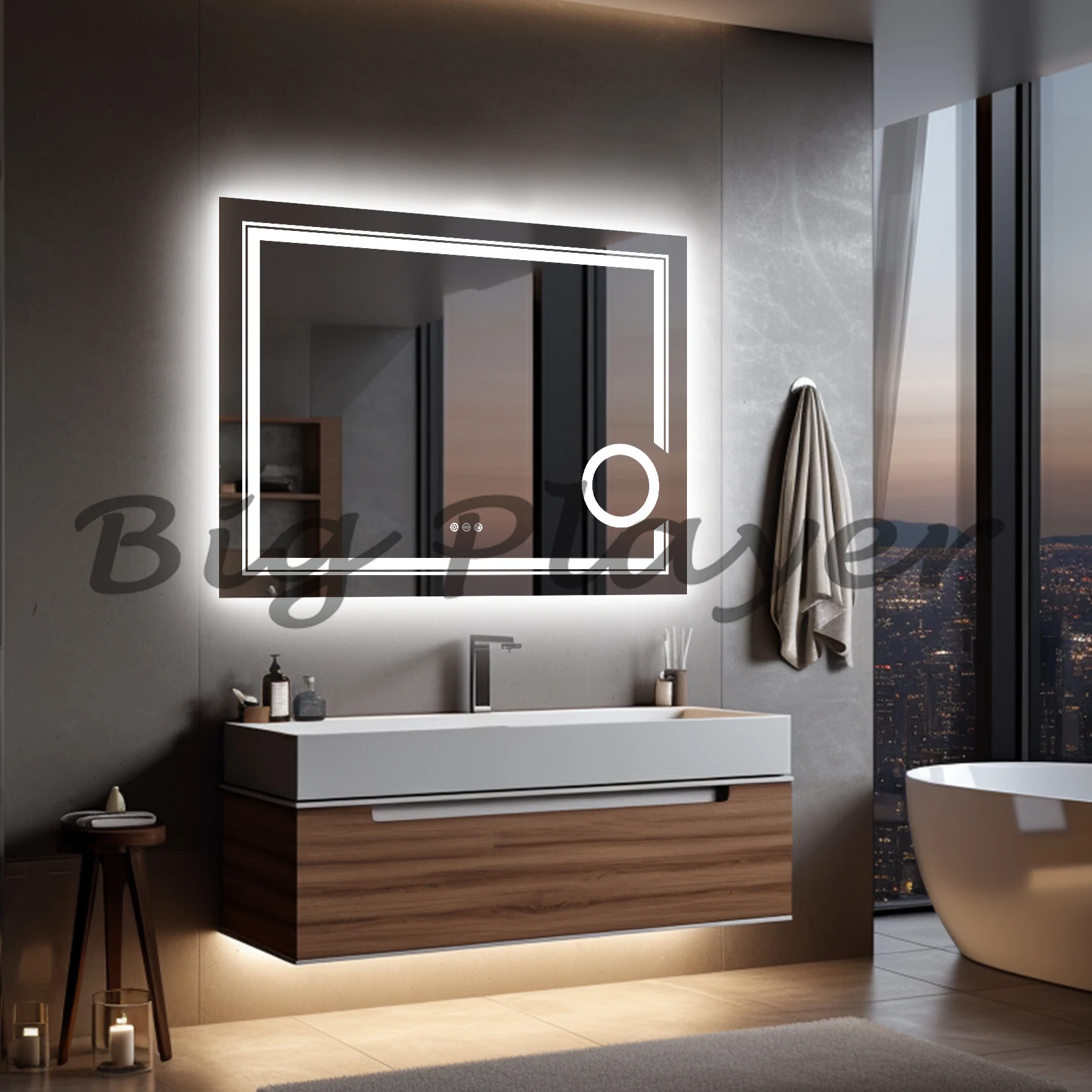 

LED Mirror Bathroom Wall Mounted Magnifying Mirror for Washroom Toilet Shower Vanity Makeup Shaving Mirrors
