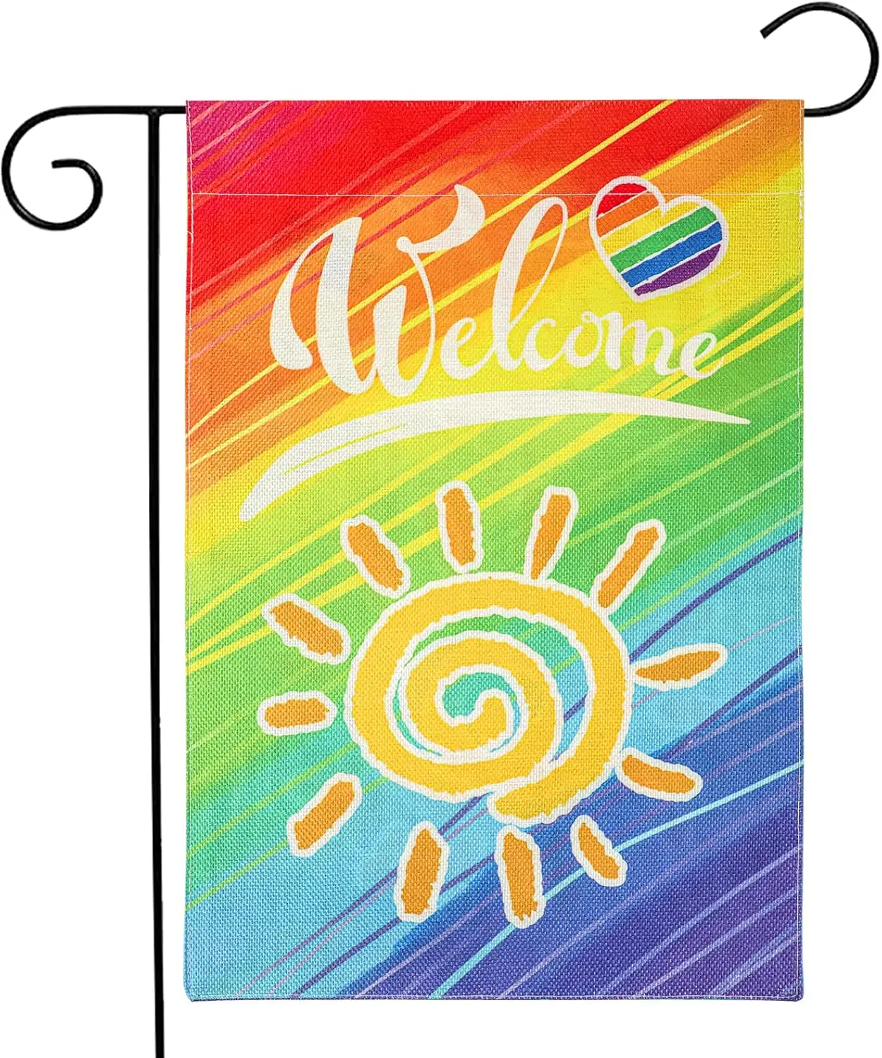 Gay Pride Garden Flag, 12 x 18 inch Pride Garden Flag Small LGBTQ Outdoor Yard Double Sided Burlap Love Wins Rainbow Garden  zzo