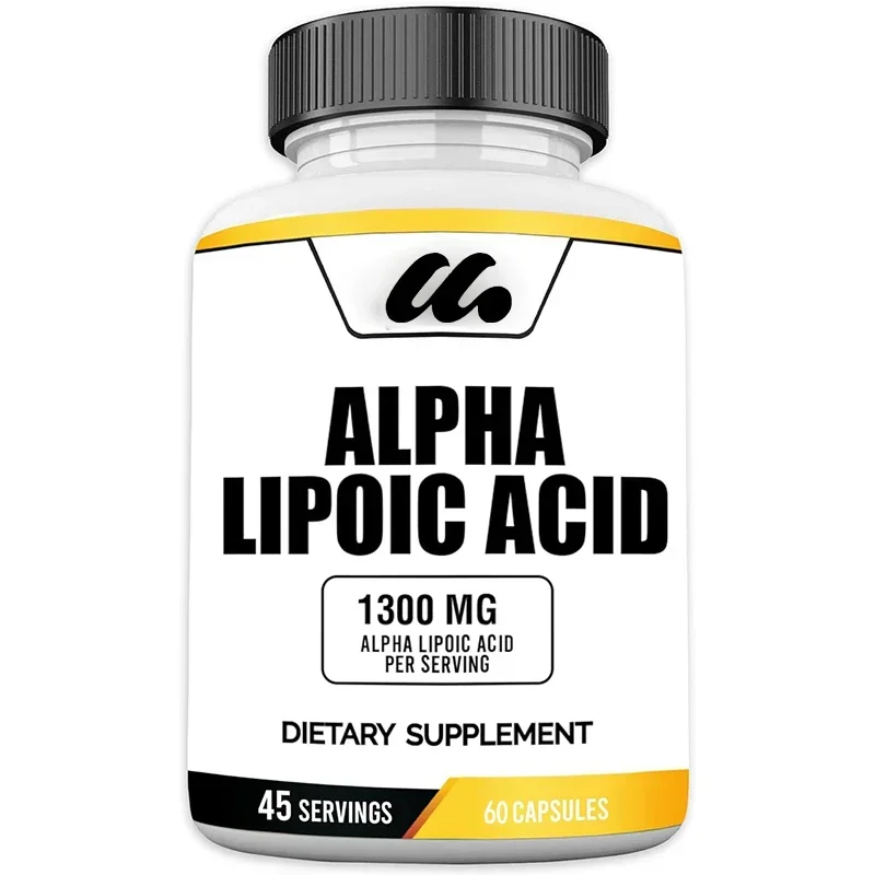 Alpha lipoic acid, 1300 milligrams per serving, vegan, gluten free, non GMO, 60 capsules