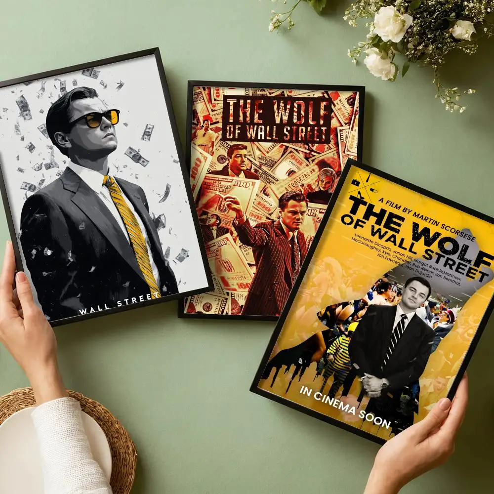 The W-Wolf of Wall Street Movie Poster Decorative Wall Art Stickers Mural Photo Print for Home Living Room Hallway Decor