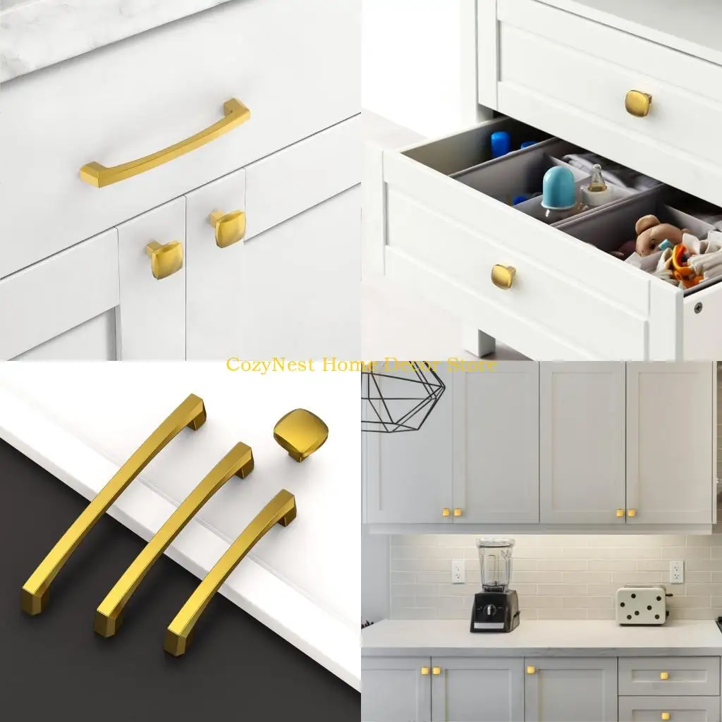 92MF 4Pcs Cupboard Door Knob Metal Cabinet Drawer Handle Cupboard Pulls Modern Furniture Decoration Easy to Install