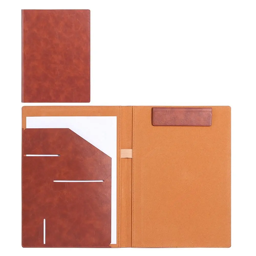 Multifunctional A4 Conference Folder Vintage Portable Contract File Folders with Magnetic Clip File Storage Document Organizer