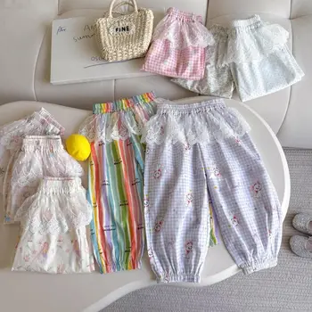 Girls' Lace Trousers | Loose Summer Pants for Ages 2-7 2 Korean Version New 2026 Summer Children's and Girl's Clothing 2-7 Years Old Fashion Versatile Lace Pants 2