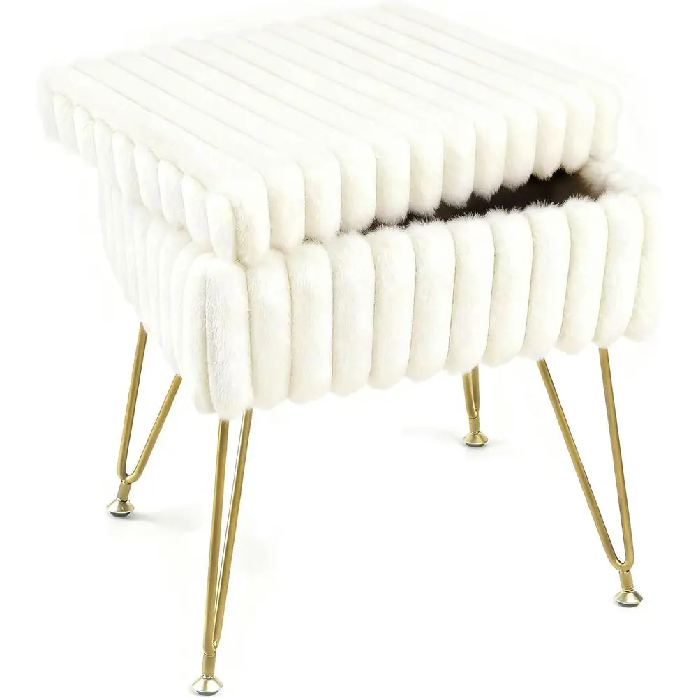 

Vanity Stool Chair with Storage, aux ur Sot Padded Ottoman with Coee Table, ern Vanity Chair luy ootstool with Metal Legs or Mak