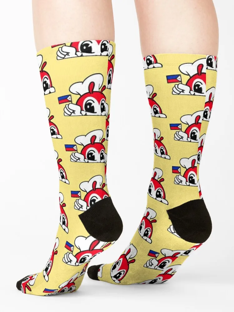 JOLLIBEE PEEKING PHILIPPPINE FLAG FILIPINO 2 Socks hip hop winter gifts shoes cartoon Boy Child Socks Women's
